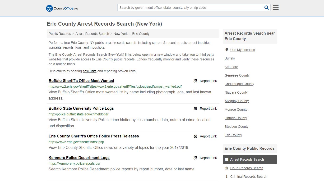 Arrest Records Search - Erie County, NY (Arrests & Mugshots)